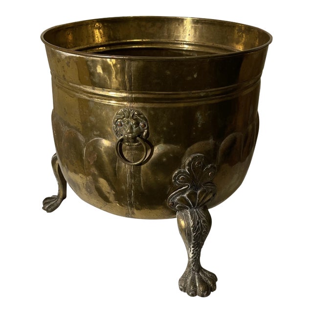 Antique Brass Jardiniere or Fireplace Peat Bucket For Sale