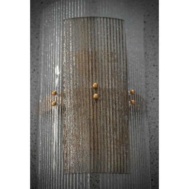 Mid-Century Modern Smoky Murano Art Glass and Brass Wall Light, 2000s For Sale - Image 3 of 8