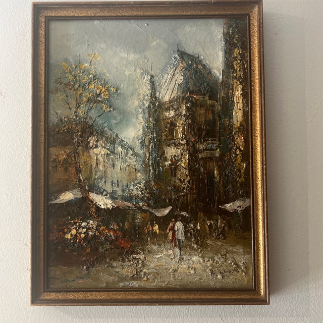 20th Century European School Impressionist Parisian Street Impasto Oil on Canvas Framed Signed For Sale - Image 4 of 10