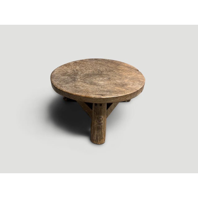 Andrianna Shamaris Antique Teak Wood Round Side Table or Stool For Sale In New York - Image 6 of 6