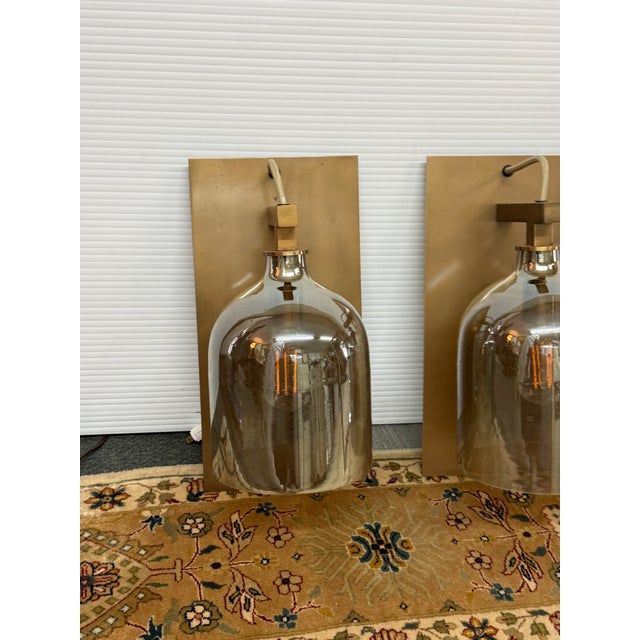 Brass Plate + Mercury Glass Wall Sconces, Pair For Sale - Image 12 of 12