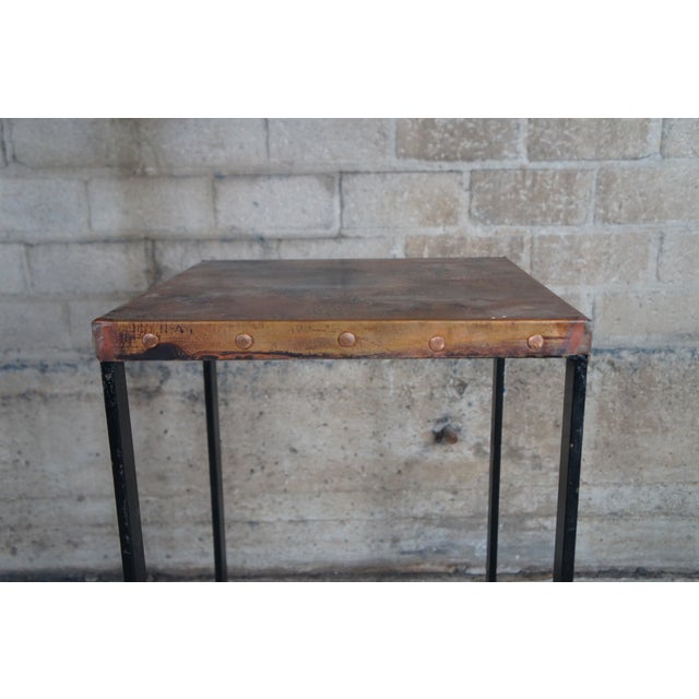 Mid 20th Century Mid Century Copper & Iron Modern Side Table Plant Sculpture Stand For Sale - Image 5 of 12