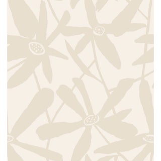 Sample - Blossom Wallpaper by Susan Hable in Taupe on Cream For Sale