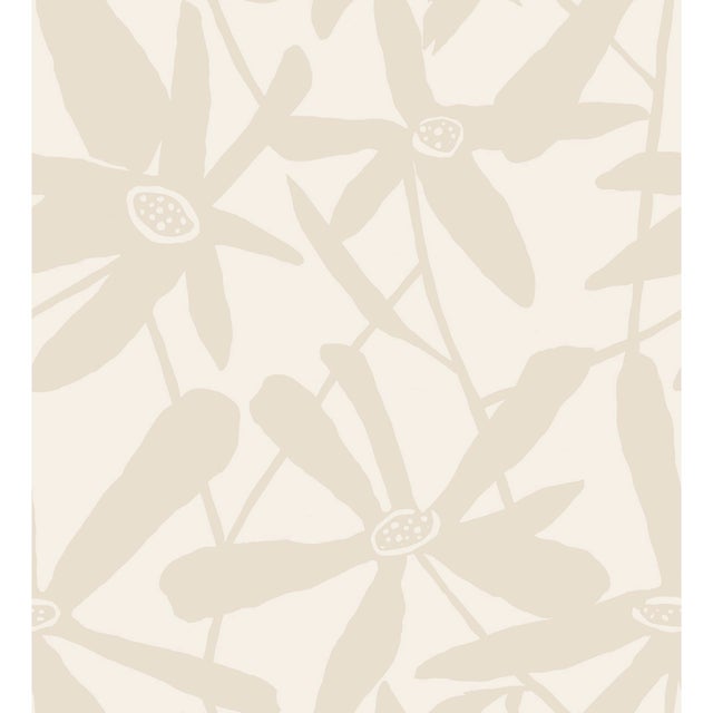Sample - Blossom Wallpaper by Susan Hable in Taupe on Cream For Sale