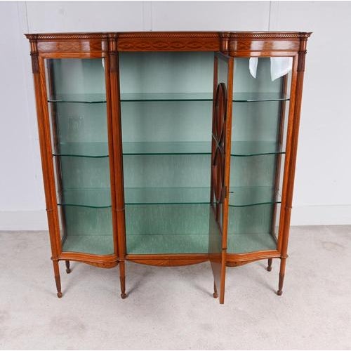 Victorian Satinwood Inlaid Display Cabinet, 1880s For Sale - Image 9 of 16