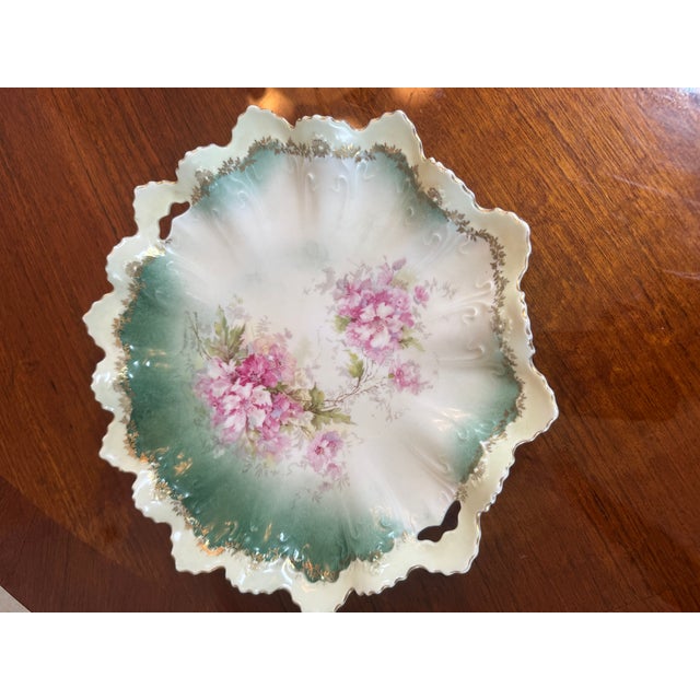 Antique Porcelain Cake Plate Floral Molded For Sale - Image 11 of 12