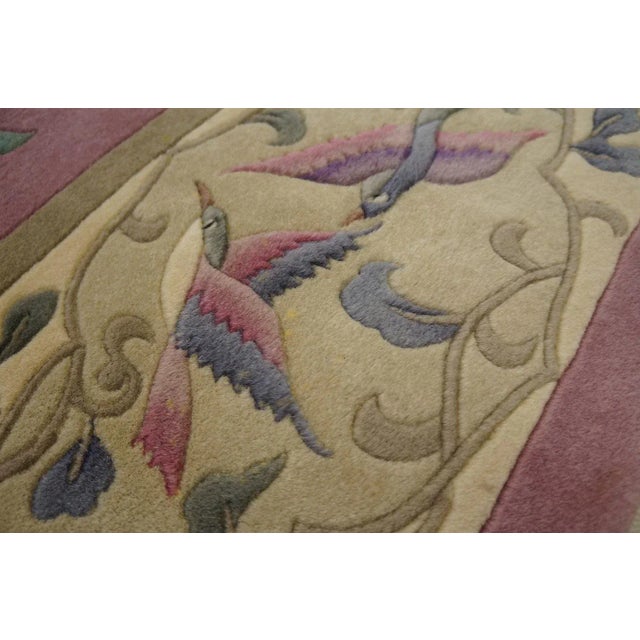 1980s Pink Cerise Floral Vintage Chinese Art Deco Rug 7' 9'' X 9' 8'' Wool Knotted Carpet For Sale - Image 9 of 12