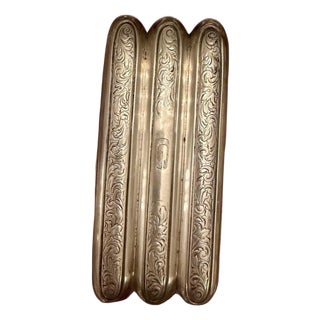 Antique c.1900 Sterling Silver Three-Finger Cigar Case With Gold-Wash Interior For Sale