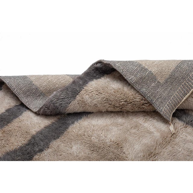 Modern Geometric Hand-Knotted Wool Rug | 9'5" X 6'9" | One of a Kind For Sale - Image 6 of 7