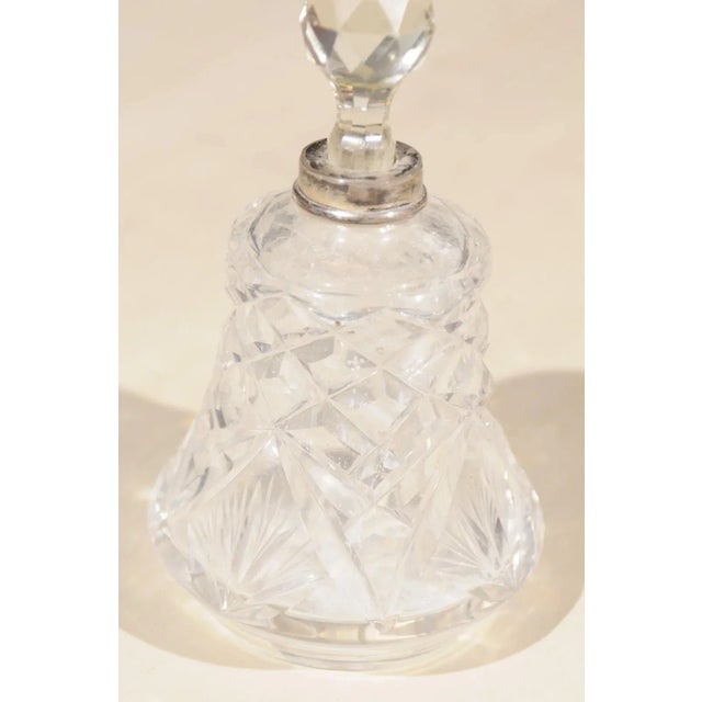 Metal 1920s Small French Crystal Toiletry Bottle with Silver Neck & Diamond Motifs For Sale - Image 7 of 12