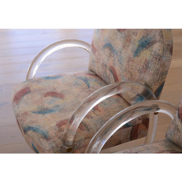Textile Vintage 1970s Leon Rosen Waterfall Lucite Armchairs for Pace Collection - A Pair For Sale - Image 7 of 15