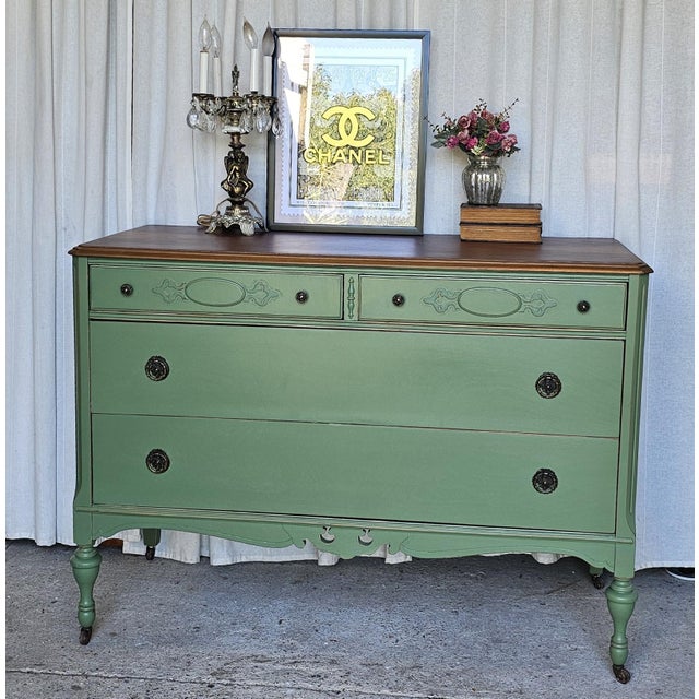 Gorgeous Vintage Dresser. Circa 1930's piece, featuring 4 spacious drawers, with clean, dovetailed joints. Original brass...