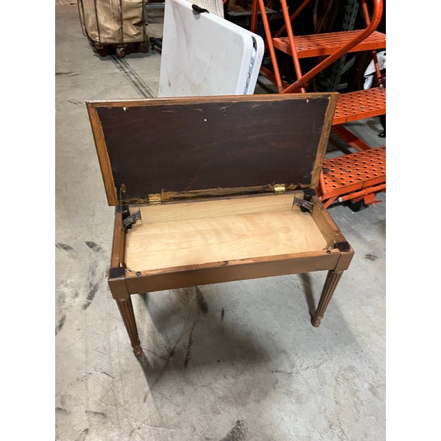Vintage Petite Wooden Opening Piano Bench For Sale - Image 4 of 5