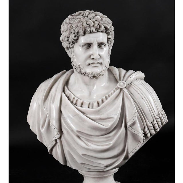Antique 20th Century Marble Busts of Emperors Lucius Verus & Antoninus Pius, Set of 2 For Sale - Image 4 of 18