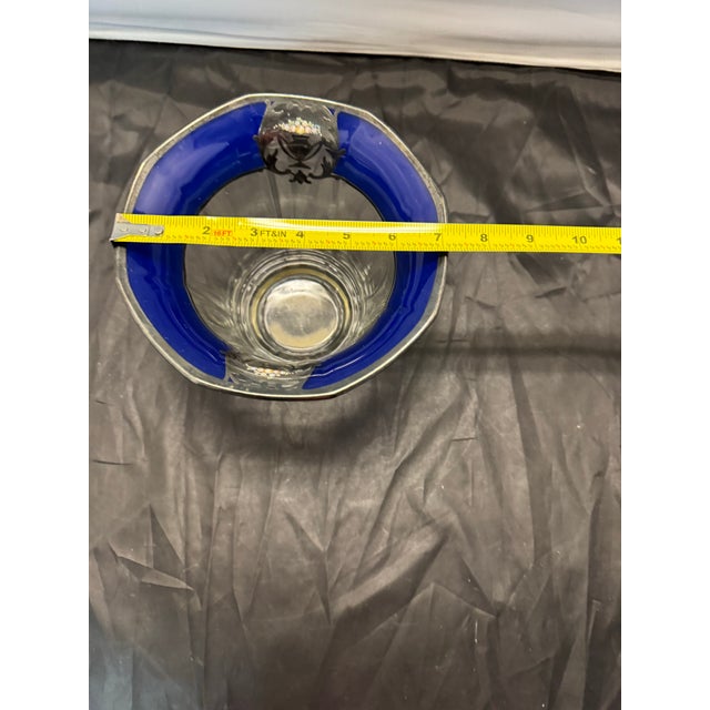 Blue Vintage Westmoreland Glass Cobalt Blue & Silver Overlay Candy Dish Floral Urn For Sale - Image 8 of 11