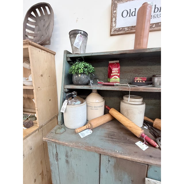 Mid 19th Century Antique Pine Hutch With Original Paint For Sale In Providence - Image 6 of 11