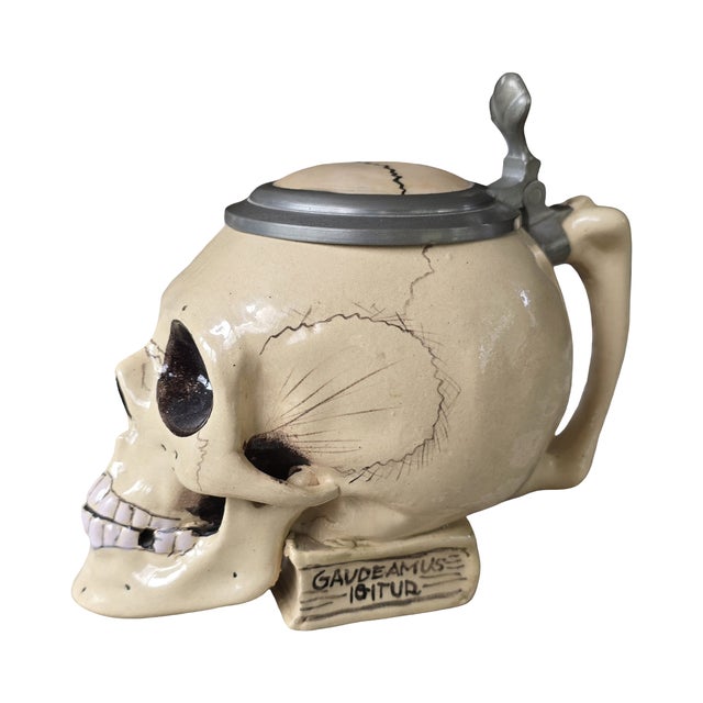 Realism Early 20th Century Porcelain Skull Stein For Sale - Image 3 of 8