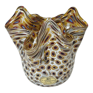 Vintage Murano Glass La Serenissima Millefiori Handkerchief Vase