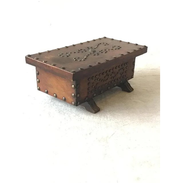 1960s leather studded wood box.