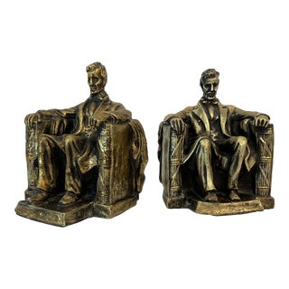 Mid-Century Americana Abraham Lincoln Plaster Bookends - a Pair For Sale
