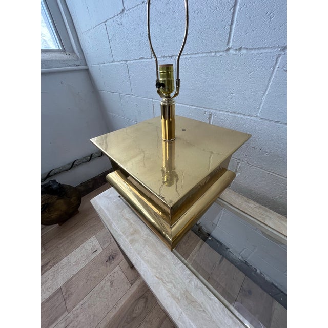1970s 1970s Modernist Sculptural Hollywood Regency Brass Table Lamps Karl Springer Style - a Pair For Sale - Image 5 of 12