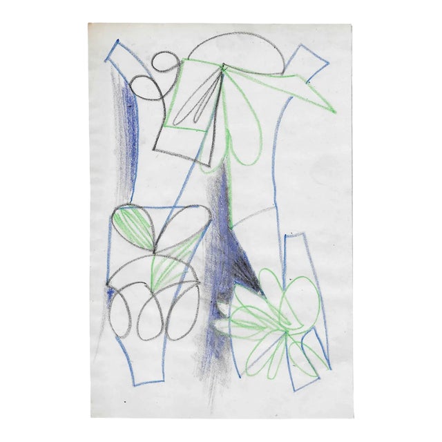 1950s Paul McCarron Mid Century Modern Abstract Drawing For Sale