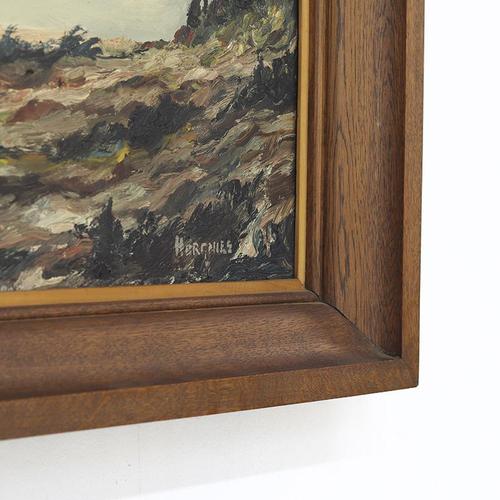 Rustic Liege School Artist, Landscape Composition, 1930s, Oil Painting on Canvas, Framed For Sale - Image 3 of 9
