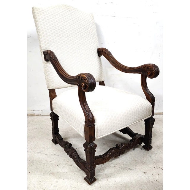 French Antique Louis XIV French Armchair Hand Carved For Sale - Image 3 of 13