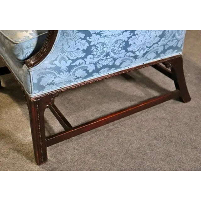 Blue Damask Chippendale Sofa, Circa 1880 For Sale - Image 9 of 10