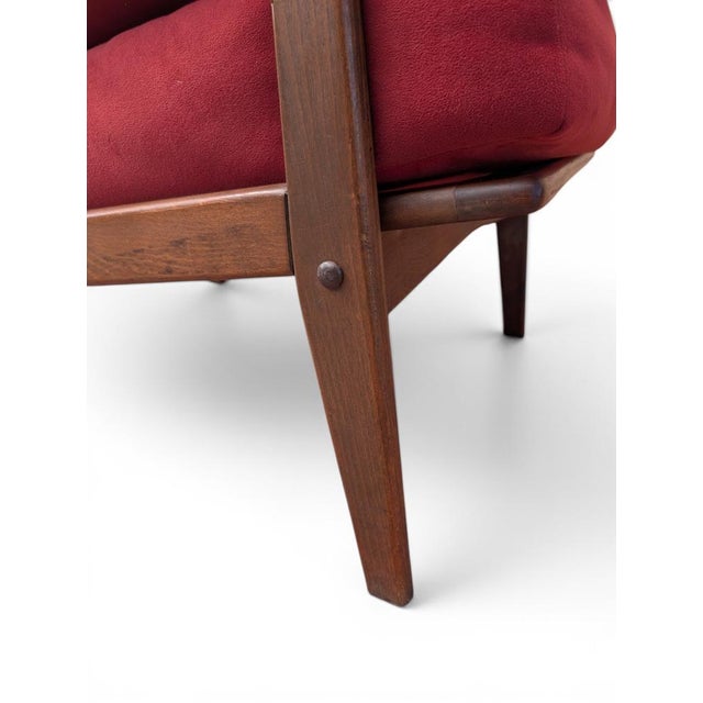 Brown Mid-Century Armchairs in Wood and Burgundy Velvet, 1960s, Set of 2 For Sale - Image 8 of 10