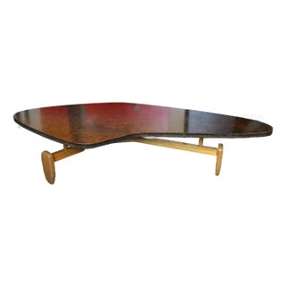 1960s Attributed to John Keal for Brown-Saltman Biomorphic Mahogany "Outrigger" Coffee Table For Sale