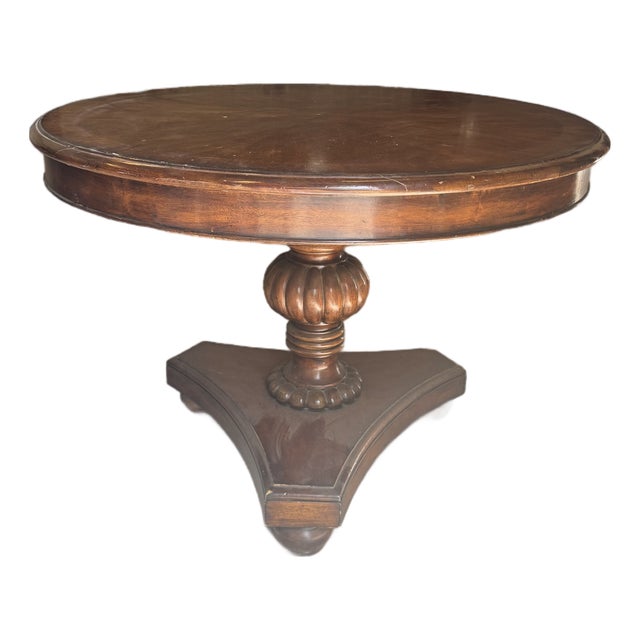 1980s Round Pedestal Wood Table For Sale