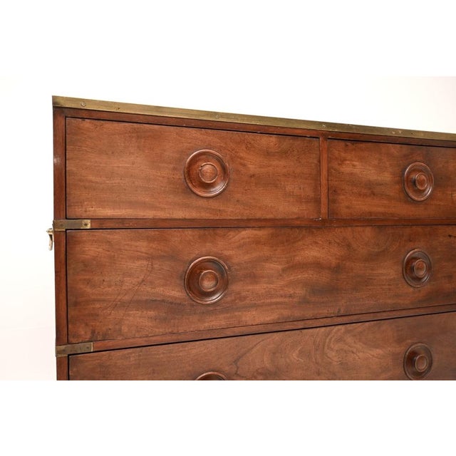 Antique Military Campaign Leather Top Chest of Drawers, 1860s For Sale - Image 9 of 11