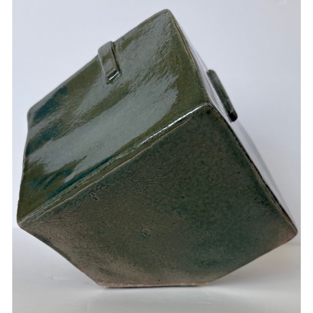 Ceramic Tilted Abstract Cube Sculpture by Geo For Sale - Image 7 of 9