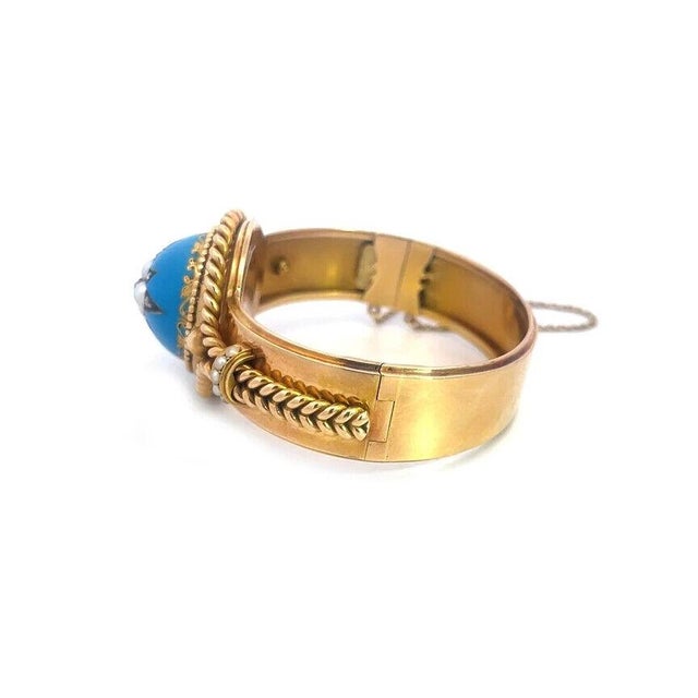 Victorian Diamond Enamel Gold Bracelet Starburst Dome Center Pearls For Sale In Miami - Image 6 of 8