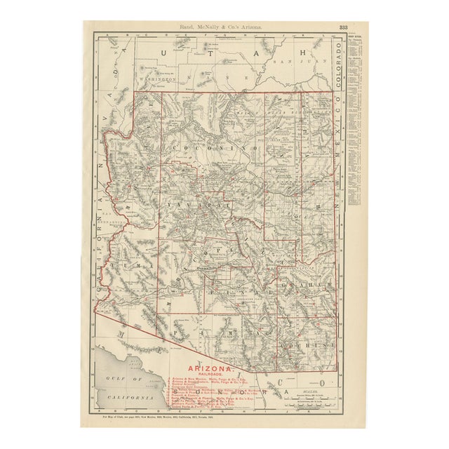 Antique Map of Arizona Territory with the Grand Canyon by Ran McNally, 1899 For Sale