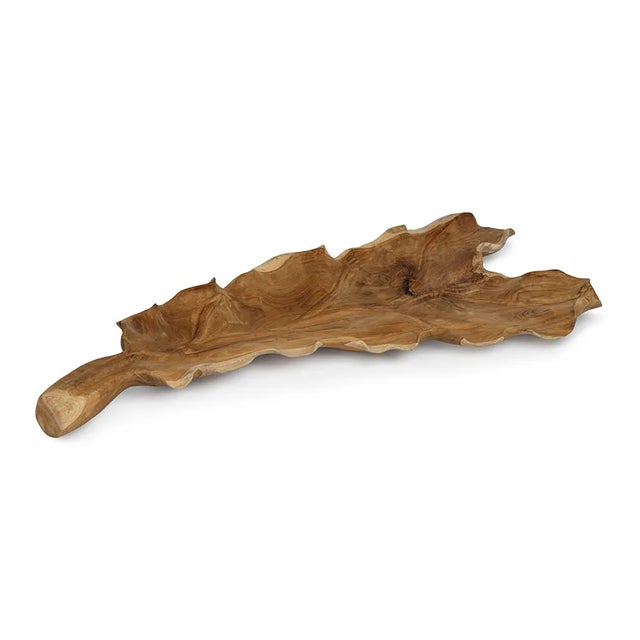 Farmhouse Banda Reclaimed Teak Root Leaf Tray For Sale - Image 3 of 3