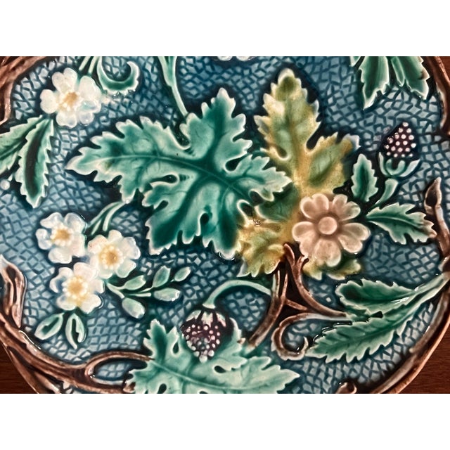 Late 19th Century Antique Swedish Majolica Plate by Rörstrand , C. 1880's For Sale - Image 5 of 13