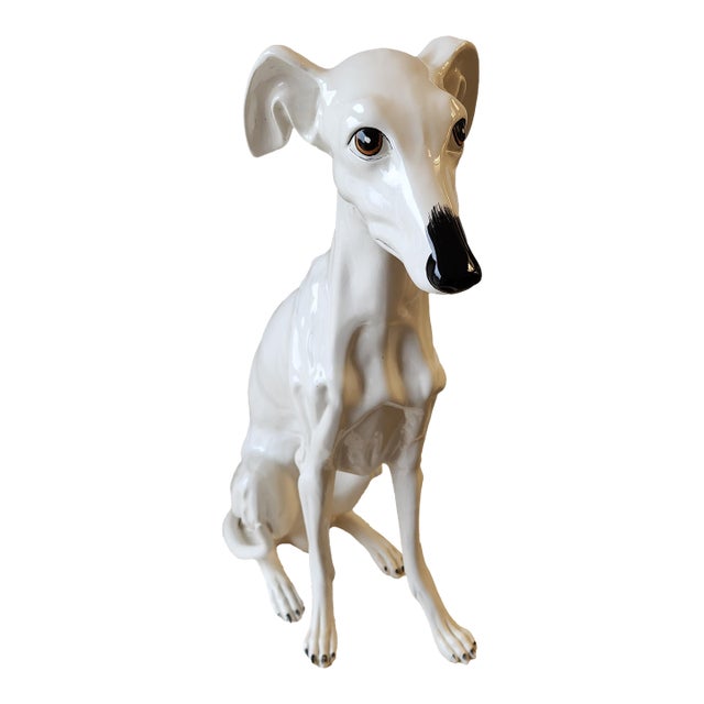 Mid 20th Century Italian Greyhound Whippet Dog Statue For Sale