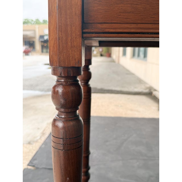 English Diminutive Writing Table or Desk of Walnut With Inset Leather Top For Sale - Image 12 of 14