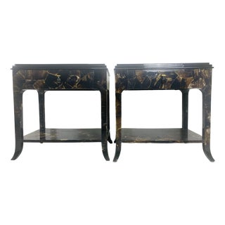 Elegant Vintage Faux Tortoiseshell Side Tables/a Pair For Sale