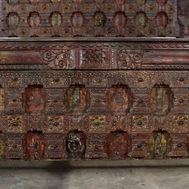 Indian Complete King Size Bed Constructed From an Antique Gujarati Door and Pillars For Sale - Image 3 of 8