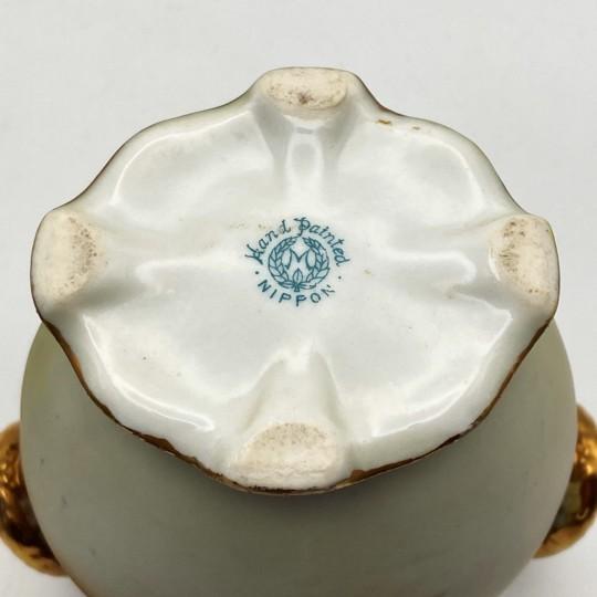 Pair of Nippon Morimura Brothers 7” Mantle Vases Ring Handles, Rose Motif, Antique (Please Read) For Sale - Image 16 of 18