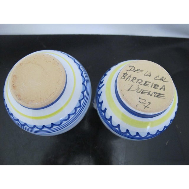 Blue Spanish De La Cal Barreira Pottery Oil & Vinegar Cruet Condiment Serving Tray For Sale - Image 8 of 18