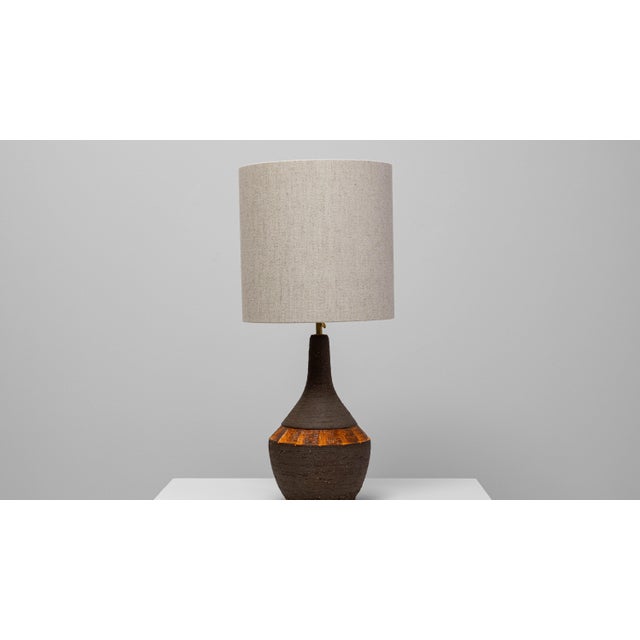 20th Century German Brown And Orange Ceramic Table Lamp For Sale - Image 11 of 18