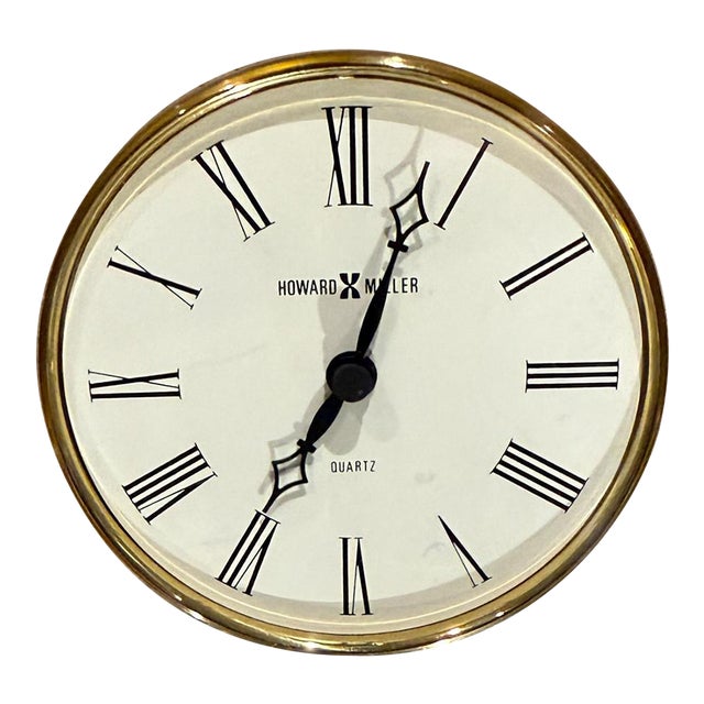 Mid Century Modern Howard MIller Jefferson Tabletop Clock Brass For Sale
