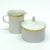 This vintage, delicate porcelain sugar bowl and creamer set, from the Kurfürstendamm design by Rosenthal, features a...