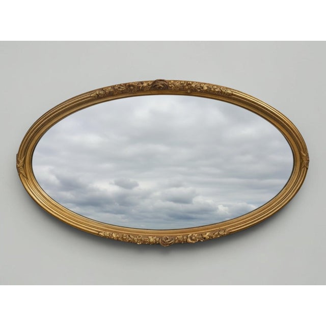 Louis XVI Oval Mirror in Gilded Wood, 1890s For Sale - Image 12 of 12