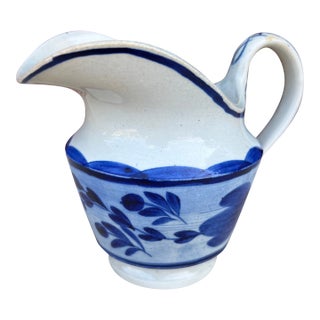 Antique Staffordshire Leeds Pearlware Blue Decorated Creamer, 1820’s For Sale
