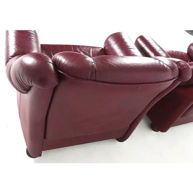 1970s Pair Leather Lounge Chairs Scandinavian Mid Century Modern For Sale - Image 5 of 9